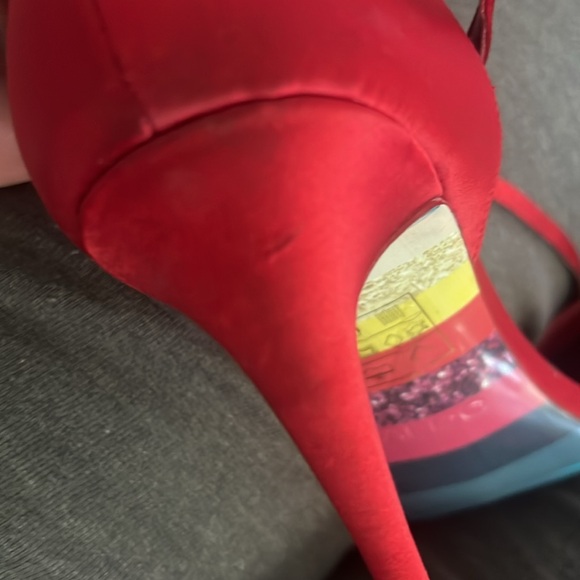 Aldo Red Satin One Strap Open Toe Wrap Heels - Picture 9 of 11